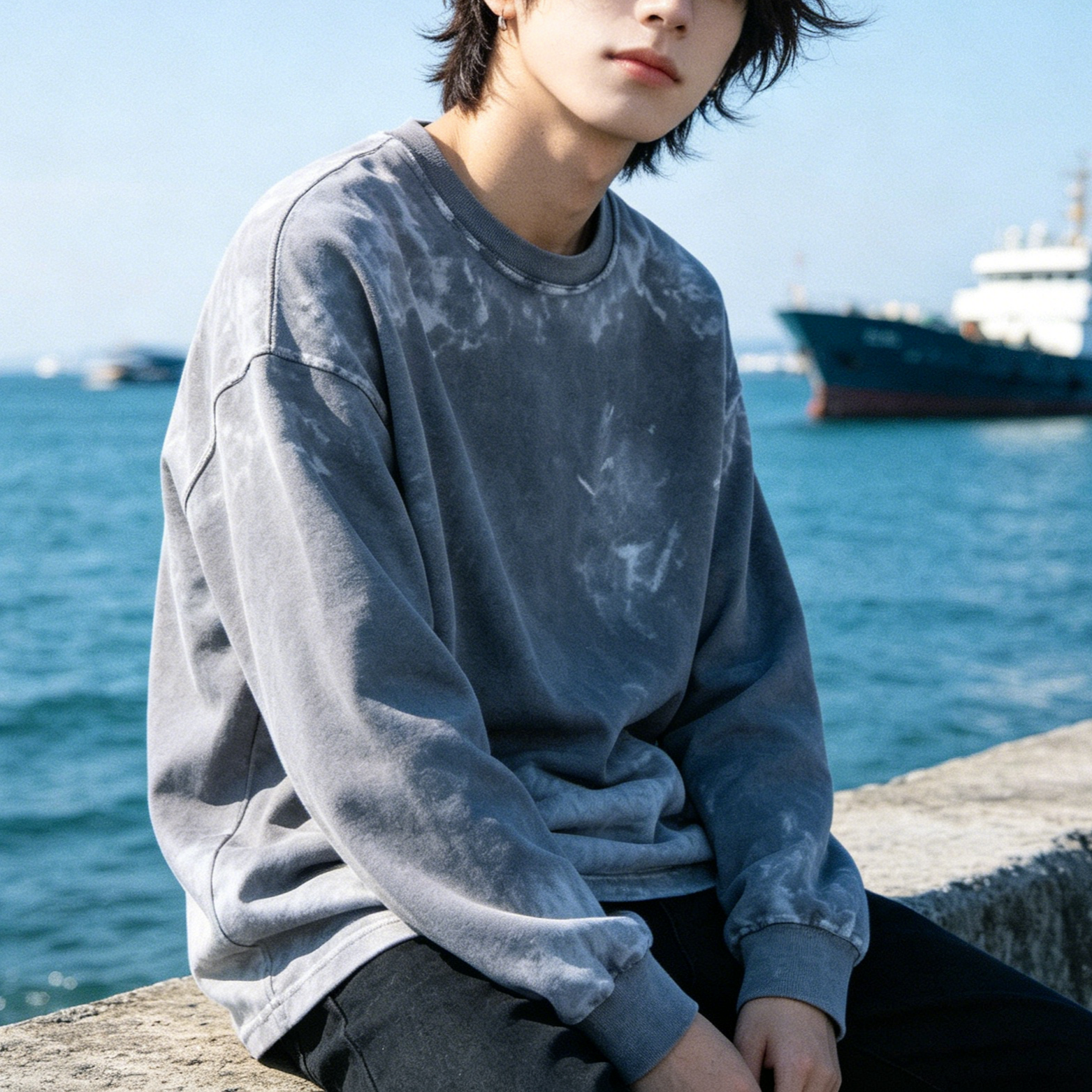 Couple Casual Long Sleeve Hoodie Vintage Snow Washed Mens Cropped Sweatshirt For Autumn