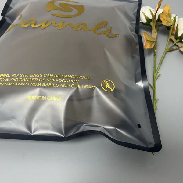 100% Compostable Custom Black Clothes T-Shirt Plastic Packing Bags with Sealing Handle Zipper Top Custom Clothing Ziplock Bag