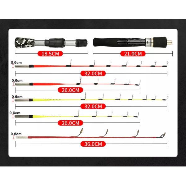 Soft Tip/Hard Tip Carbon WinterIce Fishing Rod Ultralight Portable
