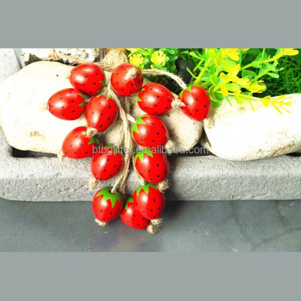 Red Wooden Craft Beads Flower Style Wood Strawberry Beads for Jewelry Making DIY Crafts