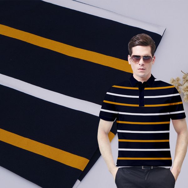 High Color Fastness And Moisture-Absorbent Striped Knit Fabric For Polo Shirt