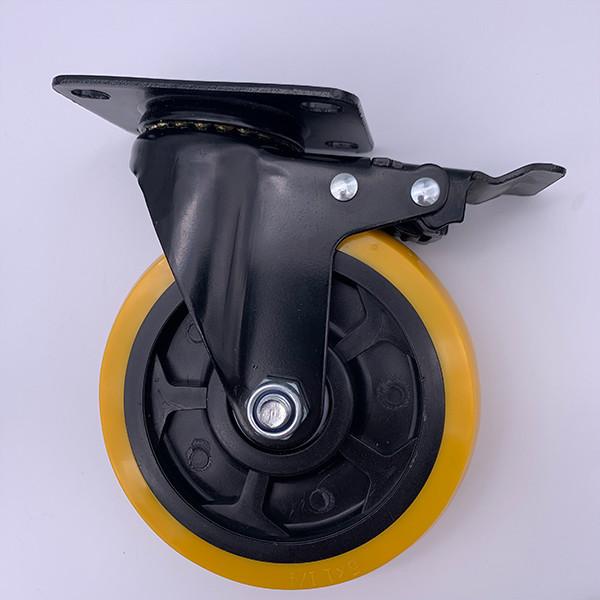 3 Inch Polyurethane Caster Wheel Black Electro-plated Bracket with brake