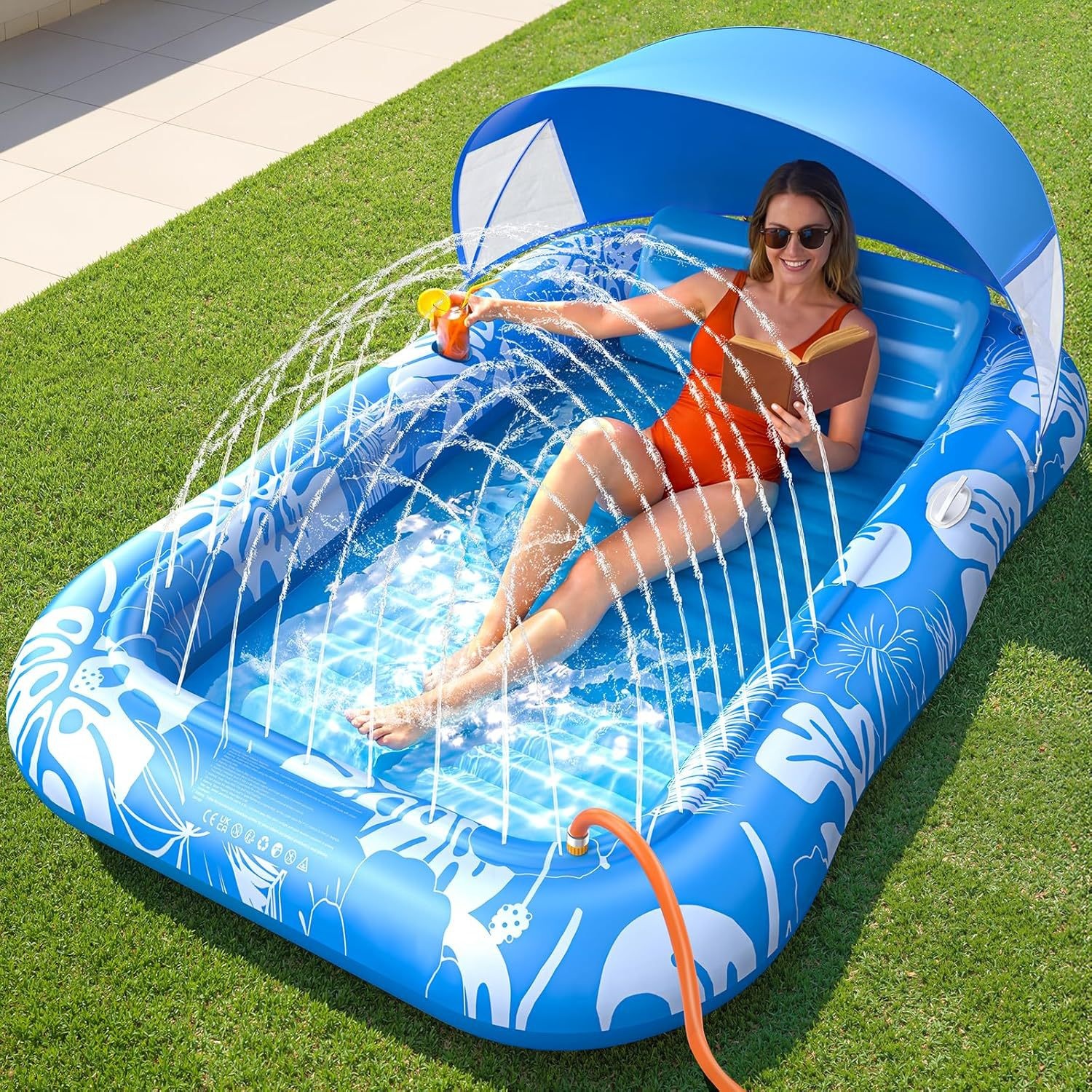 Customized Summer Inflatable Black Floating Bed Outdoor Swimming Pool Sunbathing Lounge Chair Courtyard Inflatable Floating Raft