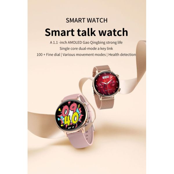 Female Sports Watch HK39 Nfc Card Amoled Call Ip68 Waterproof Password 454*454