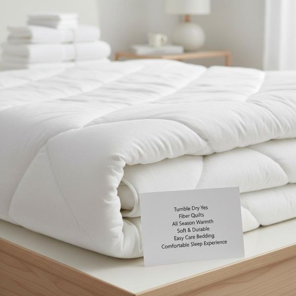 Tumble Dry Yes Fiber Quilts All Season Warmth Level Soft Durable and Easy Care Bedding for Comfortable Sleep Experience