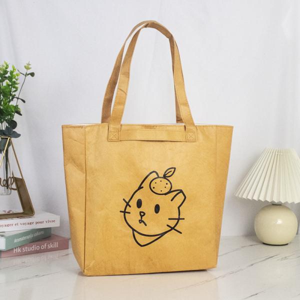 Trending Product Reusable Washable Durable Handbags Tote Bags Vintage Waterproof Dupont Tote Bag Kraft Tyvek Paper Handbag
