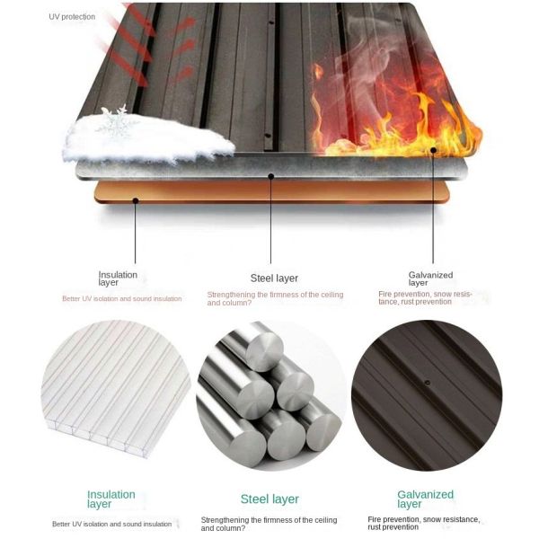 Courtyard Garden Camping Hard Top Pergola Canopy Gazebo Tent 365*600*292cm