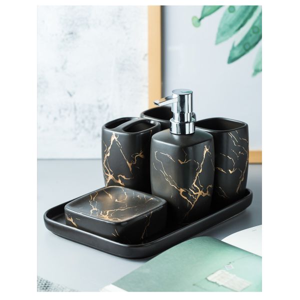 Custom Luxury Ceramics Bathroom Accessories , Marble Bathroom Sets For Home Hotel Gift