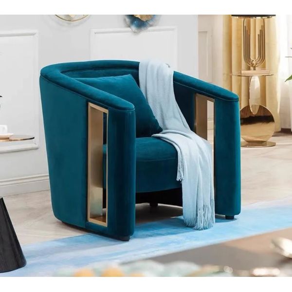 Creative Armrest Hollow Velvet Metal Single Sofa Chair Italian Style Customized