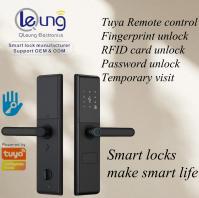 Qleung S829 Tuya Wifi Télécommande Contrôle d'empreintes digitales Code Carte Sans clé Sécurité Smart Home Serrure de porte pour la maison Hôtel