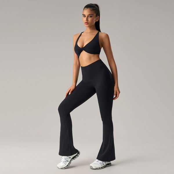 High Waisted Flare Yoga Pants Stretchy Tummy Control Royal Blue for Women Dance
