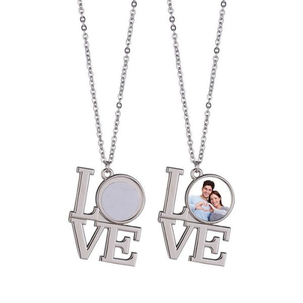 Sublimation Jewelry Blanks Sublimation Blank LOVE Letter Heart Shape Necklace For Valentine's Day