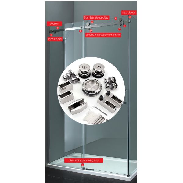 304 Нержавеющая сталь Стекло оборудование для современных сараев двери Душ без рамы дизайн стиль