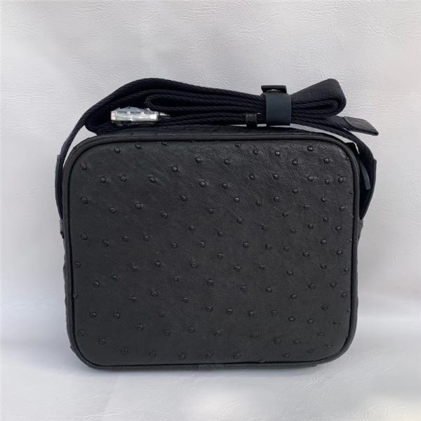Authentic Real Ostrich Skin Men Small Flap Purse Genuine Exotic Leather Cross Shoulder Bag Male Casual Messenger Bag
