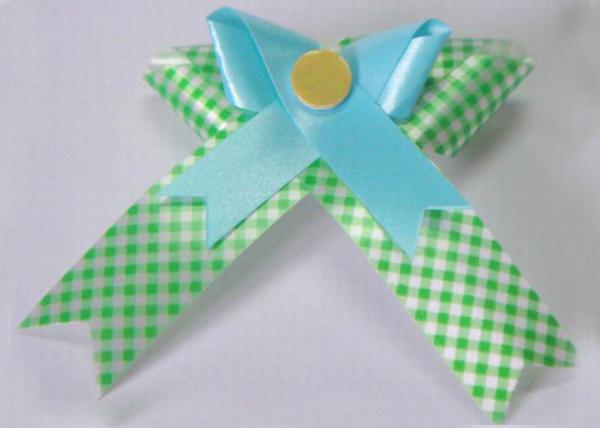 Plastic tie christmas ribbon bow with elastic for gift , candy , chocolate packaging