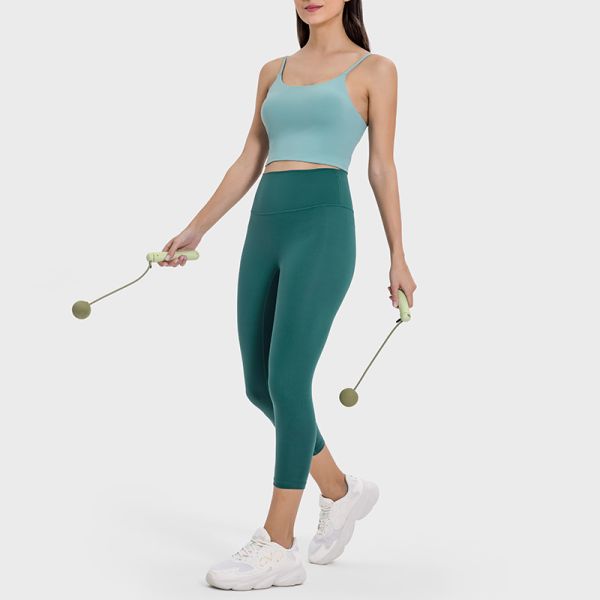 7/8 High Waisted Yoga Leggings Tummy Control Moisture Wicking Mint Green