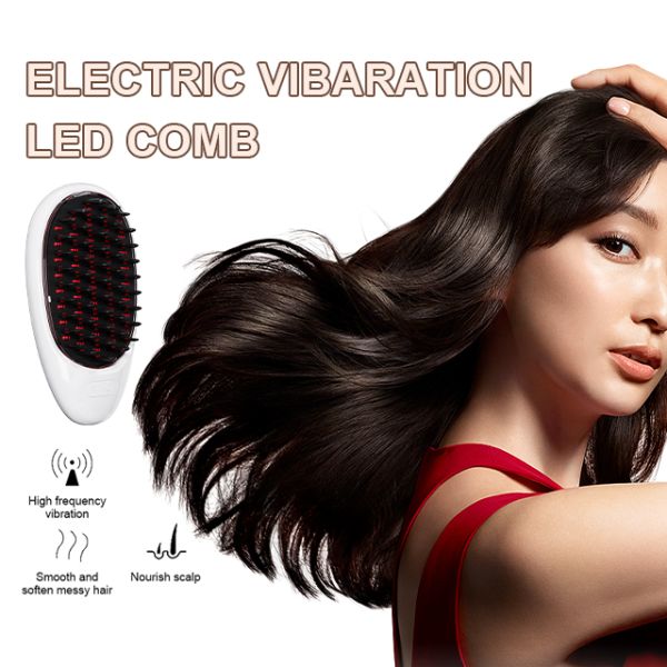 Hair Growth Massage Comb Electric Cordless Therapy Red Blue LED Hair Growth Comb Scalp Massaging Anti-Hair Loss