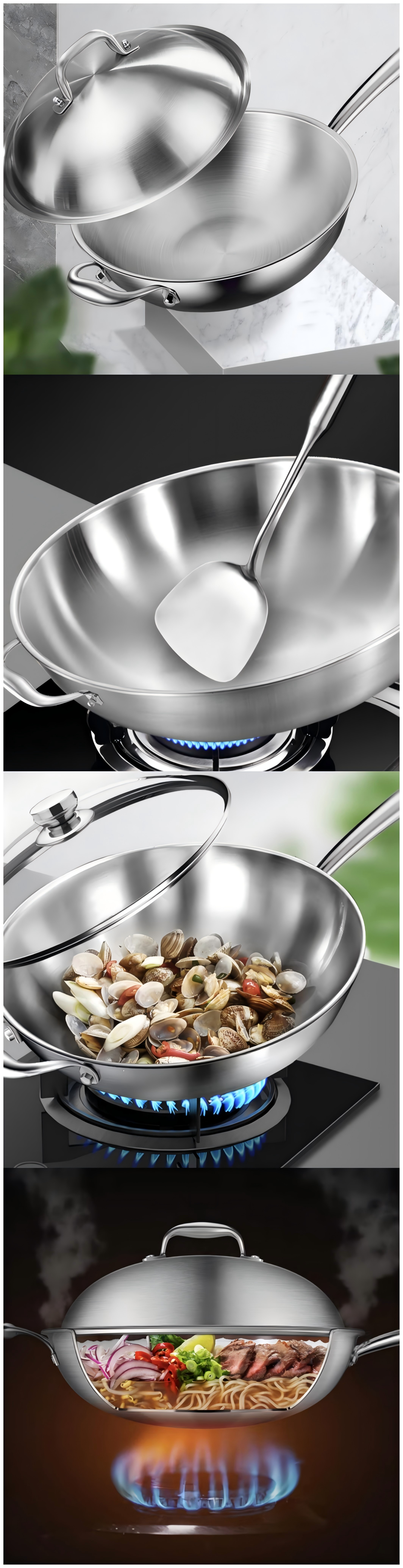 Stainless steel frying pan