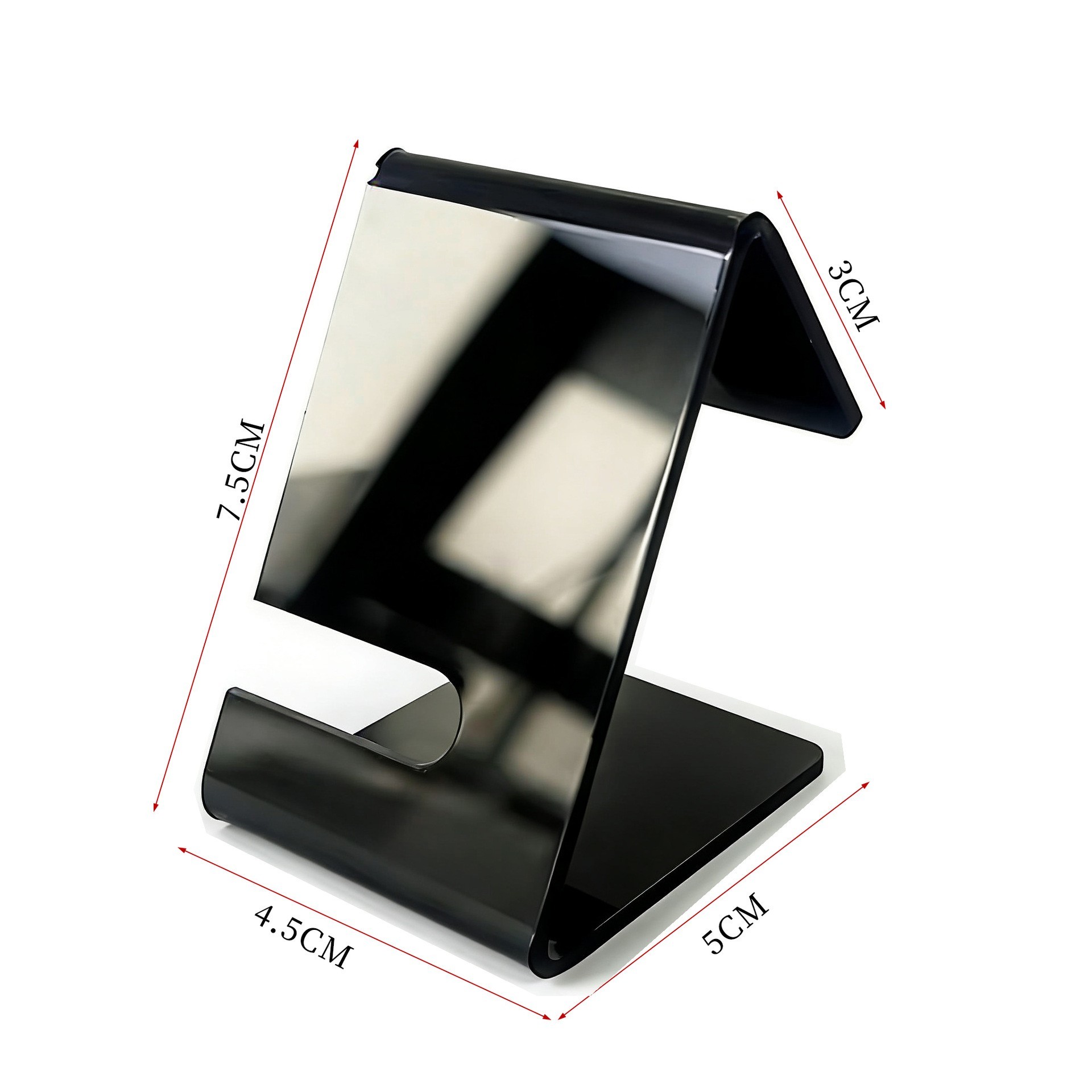 Single Watch Display Stand, Matte Black Acrylic Wristwatch Holder Rack, L-Shape Cutout Watch Showcase for Watch Shop, Jewelry Retail Counter Photography Props