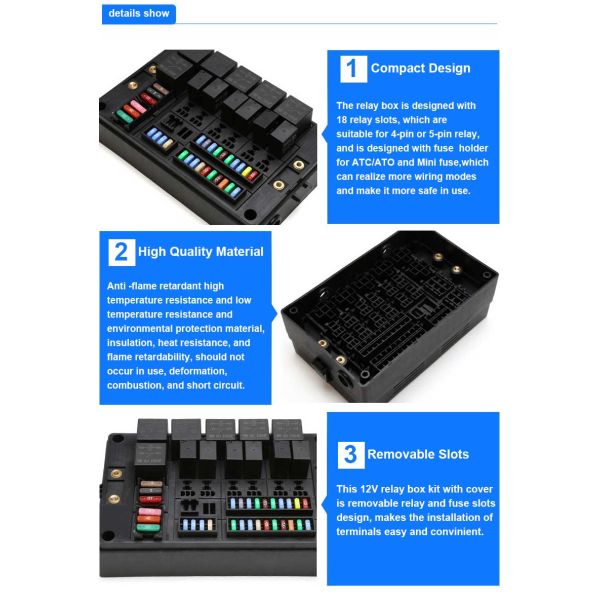 Multiway Standard Blade Relay and Fuse Socket Modular Fuse and Relay Box System 8 Fuses 2 Relay Box