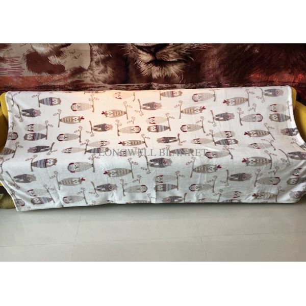 Lovely Rotary Printing Children Flannel Blanket , Owl Printed Flannel Bed Blanket