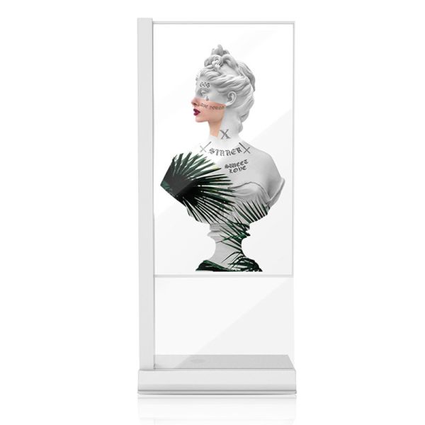 55 Inch Indoor Floor Standing Touch Transparent OLED Display for Smart Commercial and Interactive Applications