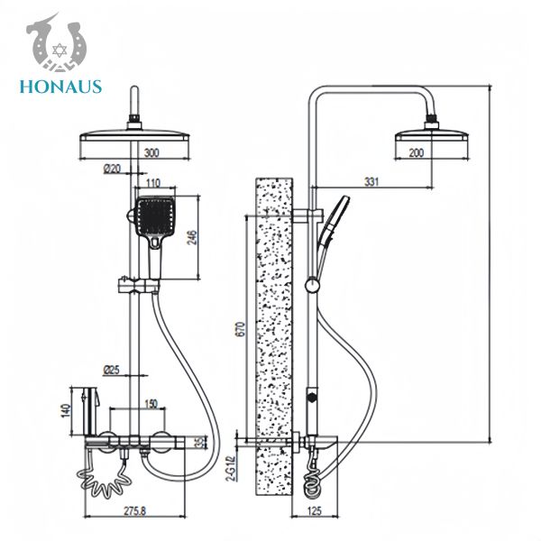 Thermostatic Exposed Valve Showers Four Handles High Quality Aluminum Digital Display
