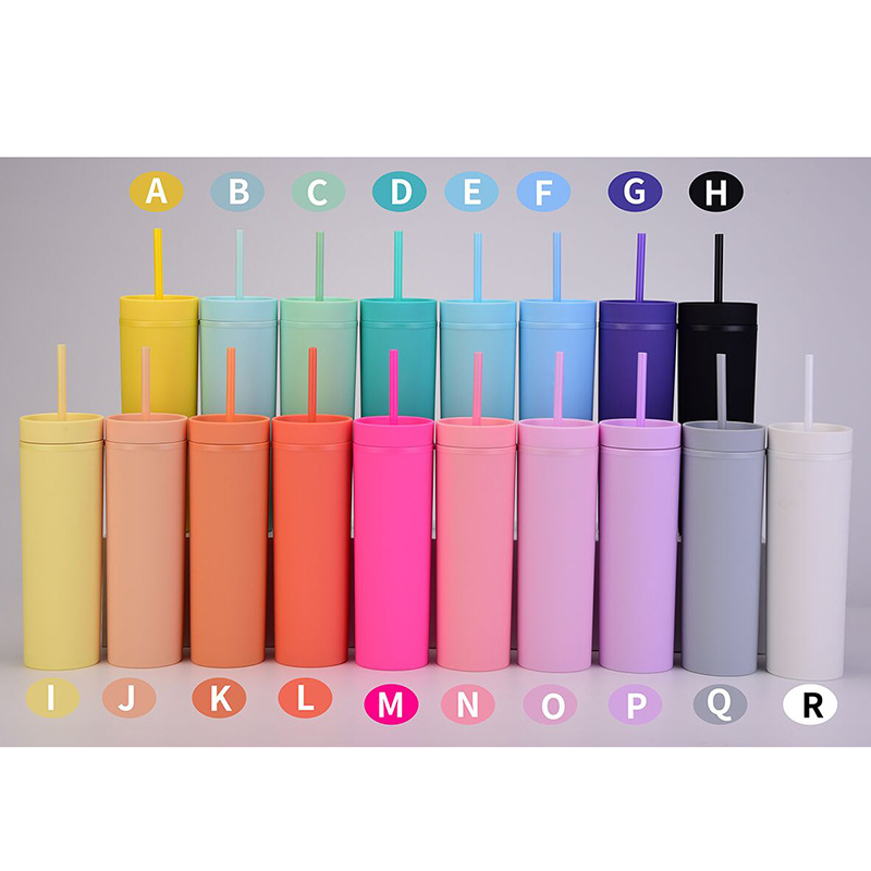 Штейн Tumblers офиса 16oz тощий покрасил акриловые Tumblers с крышками и соломами