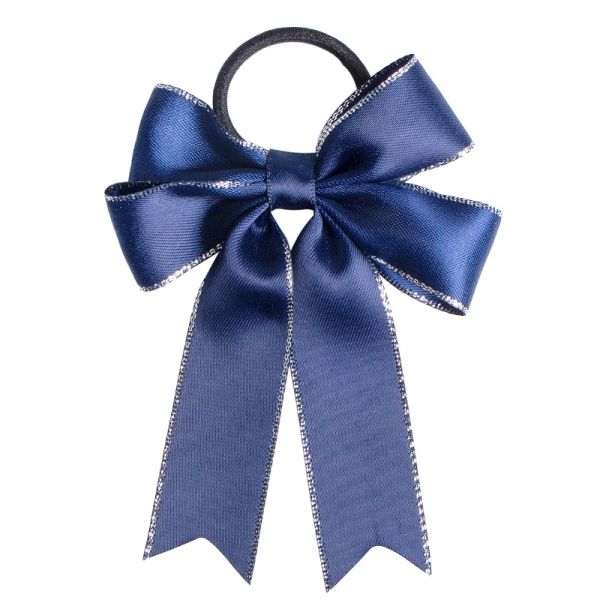 Gift Decoration Blue Satin Ribbon Bow Pre Tied with Elastic Loop Custom Sample