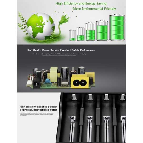 Plastic 18650 26650 Li Ion Plug In Battery Charger With 600mm Cable 176g Weight