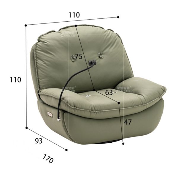 BN Manual Recliner Single Sofa Chair With Phone Holder Electric Adjustable Rocking Chair Multifunctional Lounge Chair