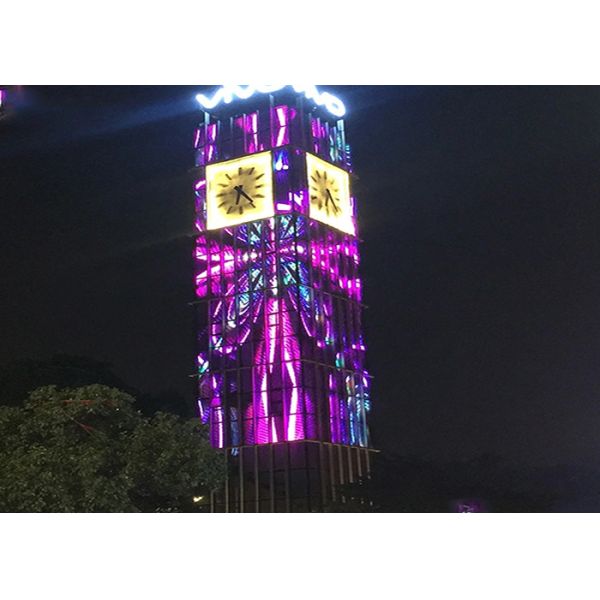 Outdoor LED Transparent Screen , Advertising LED Building Curtain Display Full Color