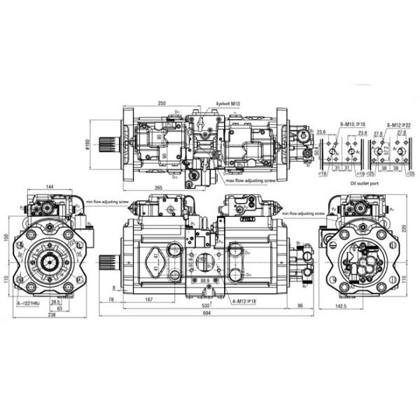 180Kgs Kawasaki Hydraulic Pump K3V180DT-9N29-02 For Hyundai R360-7 R360-5 Excavaor
