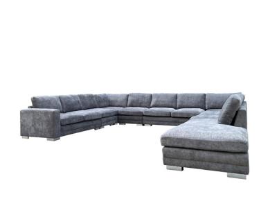 Metal Leg Leather Fabric Sectional Flexible Configuration 8 Seater Modular Sofa