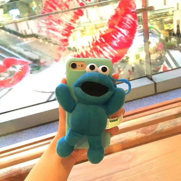 Soft TPU Korea Elmo Sesame Street 3D Plush Doll Cell Phone Case Back Cover For iPhone 7 Plus 6s