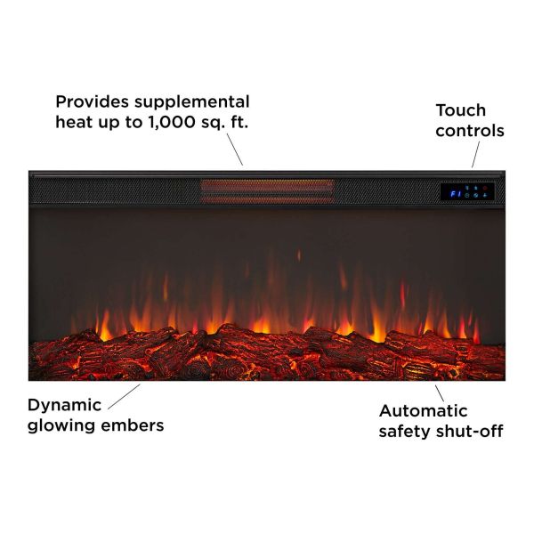 Electric Fireplace TV Stand with Adjustable Thermostat and NO App-Controlled by AJUNION