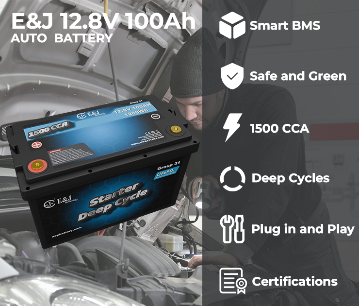 BCI Group 31 12V 100Ah 1500CCA Lithium Ion Battery Pack Lifepo4 High Capacity For Car Audio Systems