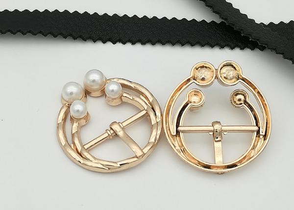 Embellishment Metal Shoe Buckles With Pearl 30*19MM Suitable For Lady Shoes