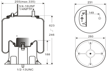 Cold Chain Vehicle Air Suspension Rubber Air Spring OE Replacement Holland Neway 90557214