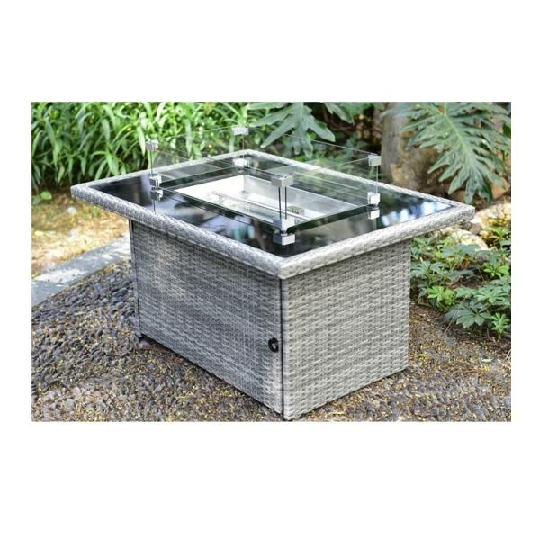 Garden Wicker Outdoor Square Propane Gas Fire Pit With Grill Barbecue