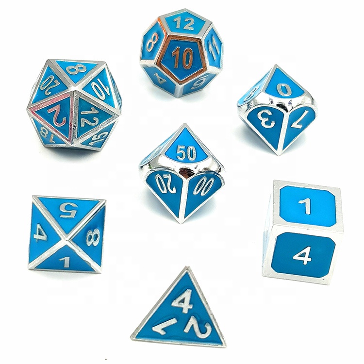 Zinc Alloy Glow in the Dark Metal Dice Set for DND Games with Customizable Logo