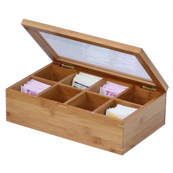 high quality removable bamboo tea bag organizer box tea with 8 set for wholesale