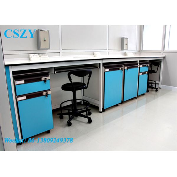 Modern Science Lab Benches Blue Strong With Steel And Wood Material