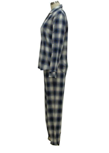 Shirt Collar Women'S Plaid Pajama Set , Women'S 2 Piece Loungewear Sets Rounded Edges