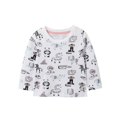 Das crianças bege da mola dos desenhos animados meninos da roupa que assentam a camisa longa branca da luva
