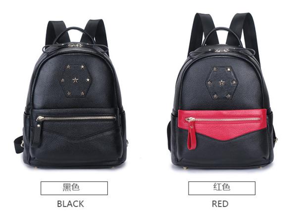 Real Cow Leather Multifunctional Bag , Large Capacity Student Black Backpack Purse