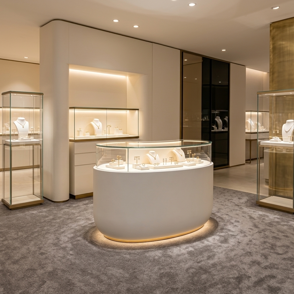 Customizable Eco-Friendly Jewelry Display Cabinet with LED Lighting for Retail Stores
