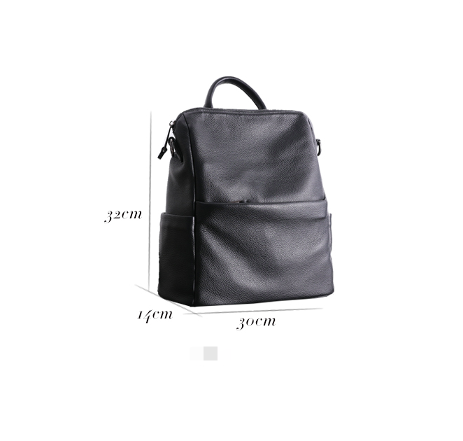 OEM Black Genuine Leather Backpack 30cm 32cm Small Soft Leather Backpack