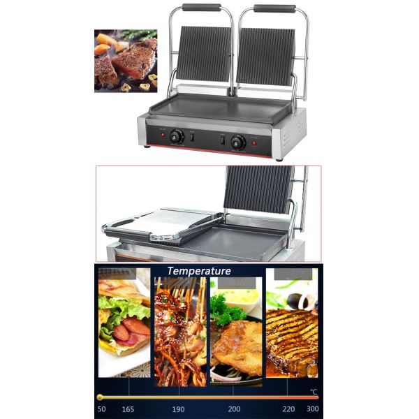 220V-240V Неприлипчивый Сэндвич Грилл Электрический Бесдымный Контактный Грилл для Коммерческой