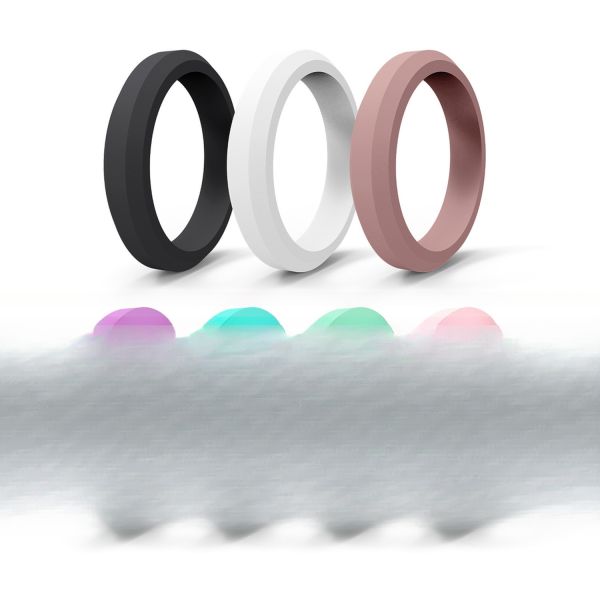 Third Party Appraisal Women's Silicone Wedding Band 4mm Beveled Edges Breathable
